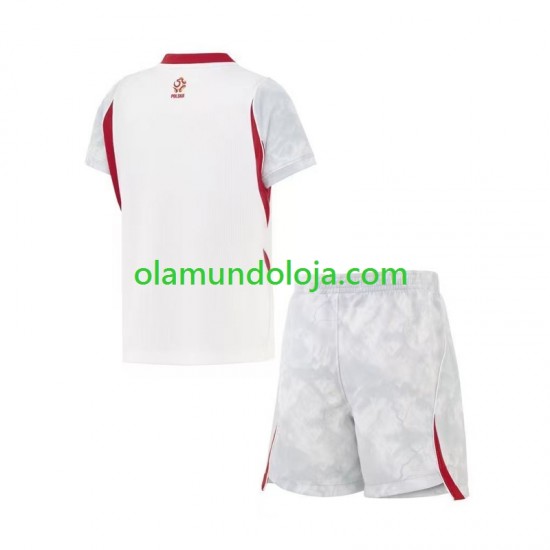 Camisola Polónia Criança Equipamento Primeiro Copa do Mundo 2026 Manga Curta